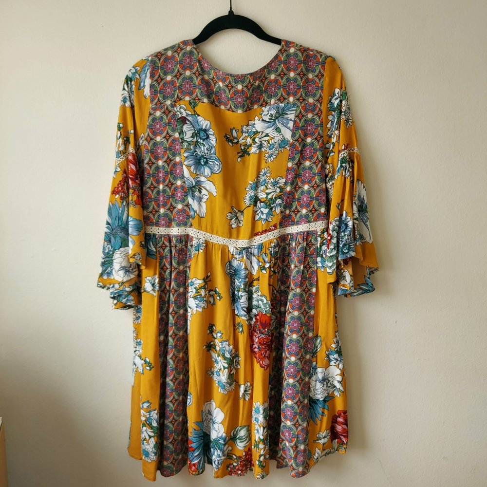 Umgee Bohemian Boho Yellow Multi Color Pattern Dr… - image 4